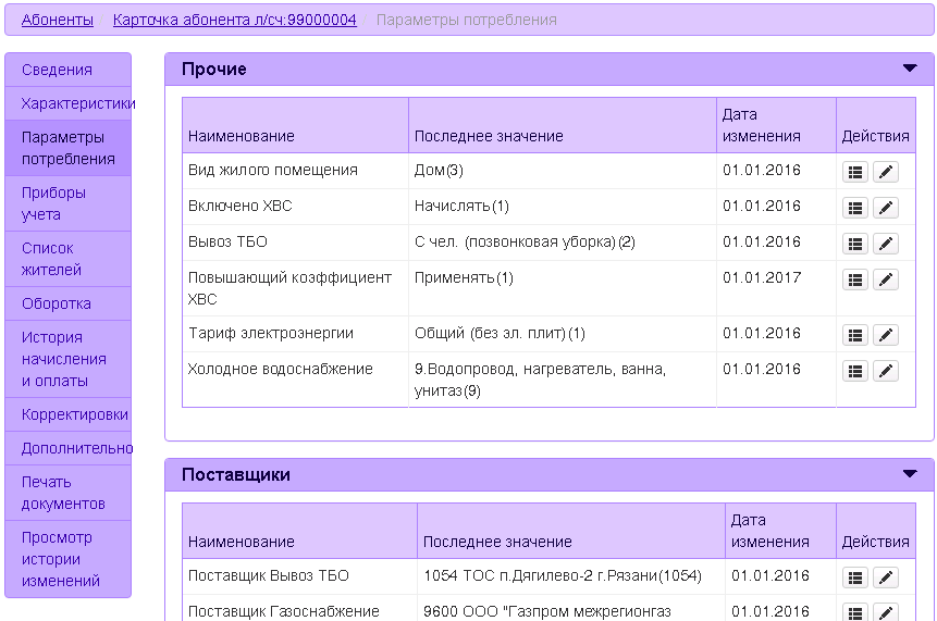 Карточка абонента образец